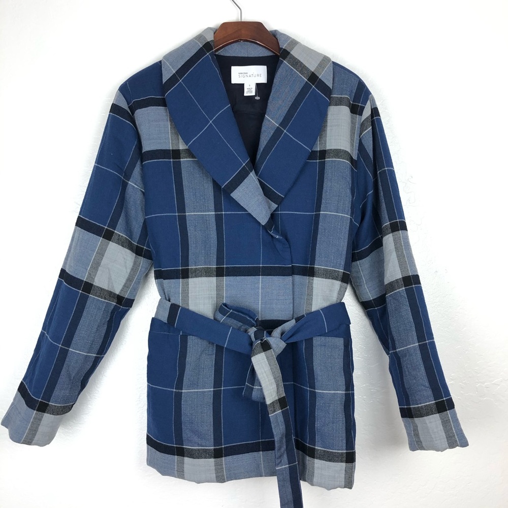 NWOT Nordstrom Signature Plaid  Wool blend coat S